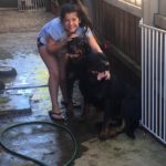 George daughter with their rottweilers